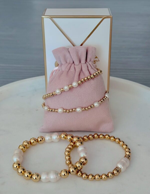 Armband met dubbele parel & zirconia